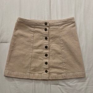 Corduroy Button-Front Tan Skirt
